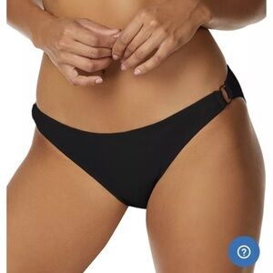 Bebe Black Bikini Bottom with Gold Ring Accent